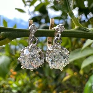 Antique 18k & Platinum Old Cut Diamond Earrings